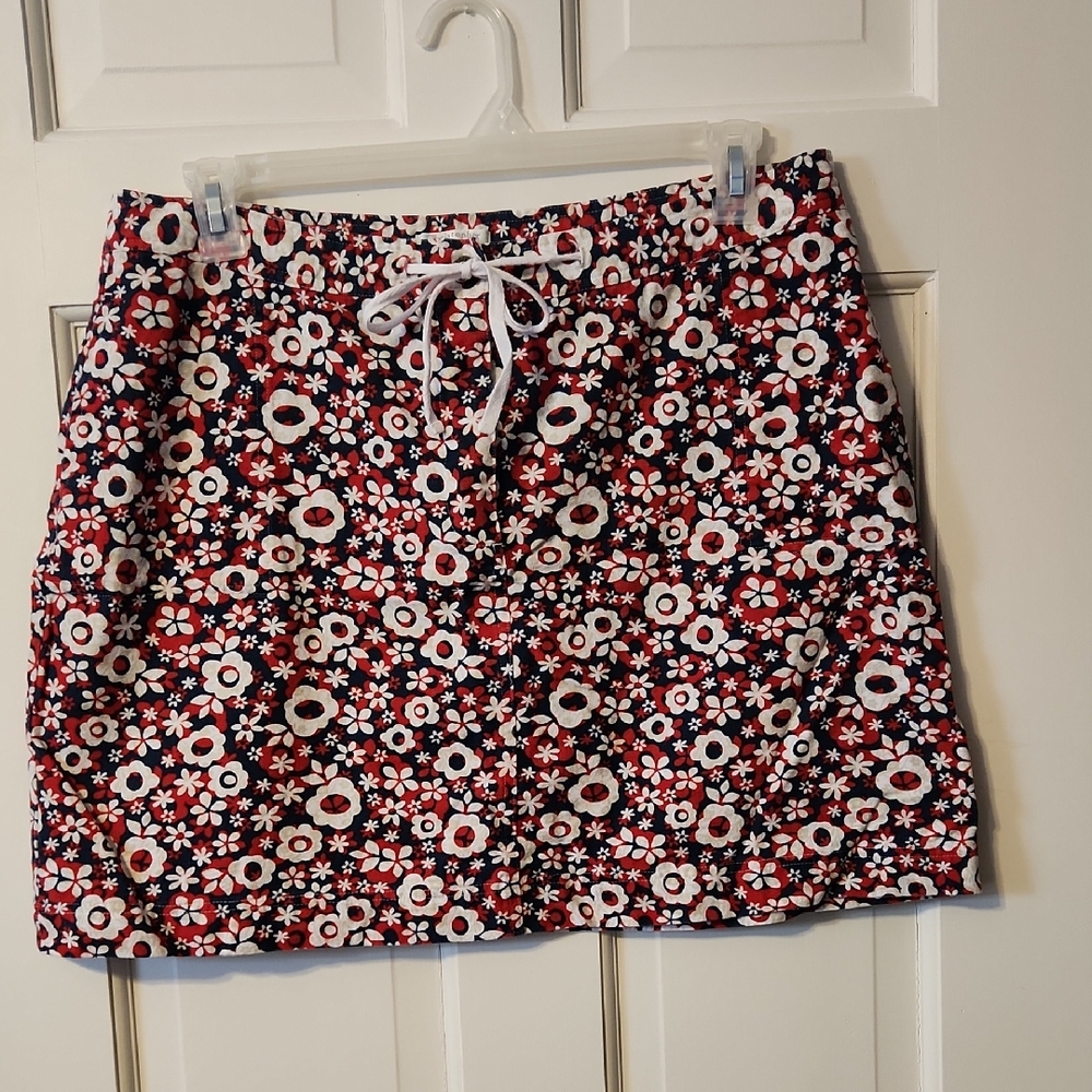 Christopher & Banks Skirt Floral Print Women's Skirt - Red, White & Blue 16